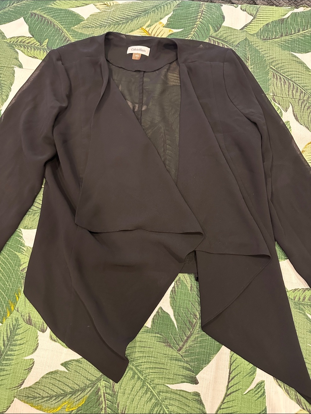Calvin Klein Black Waterfall Draped Jacket